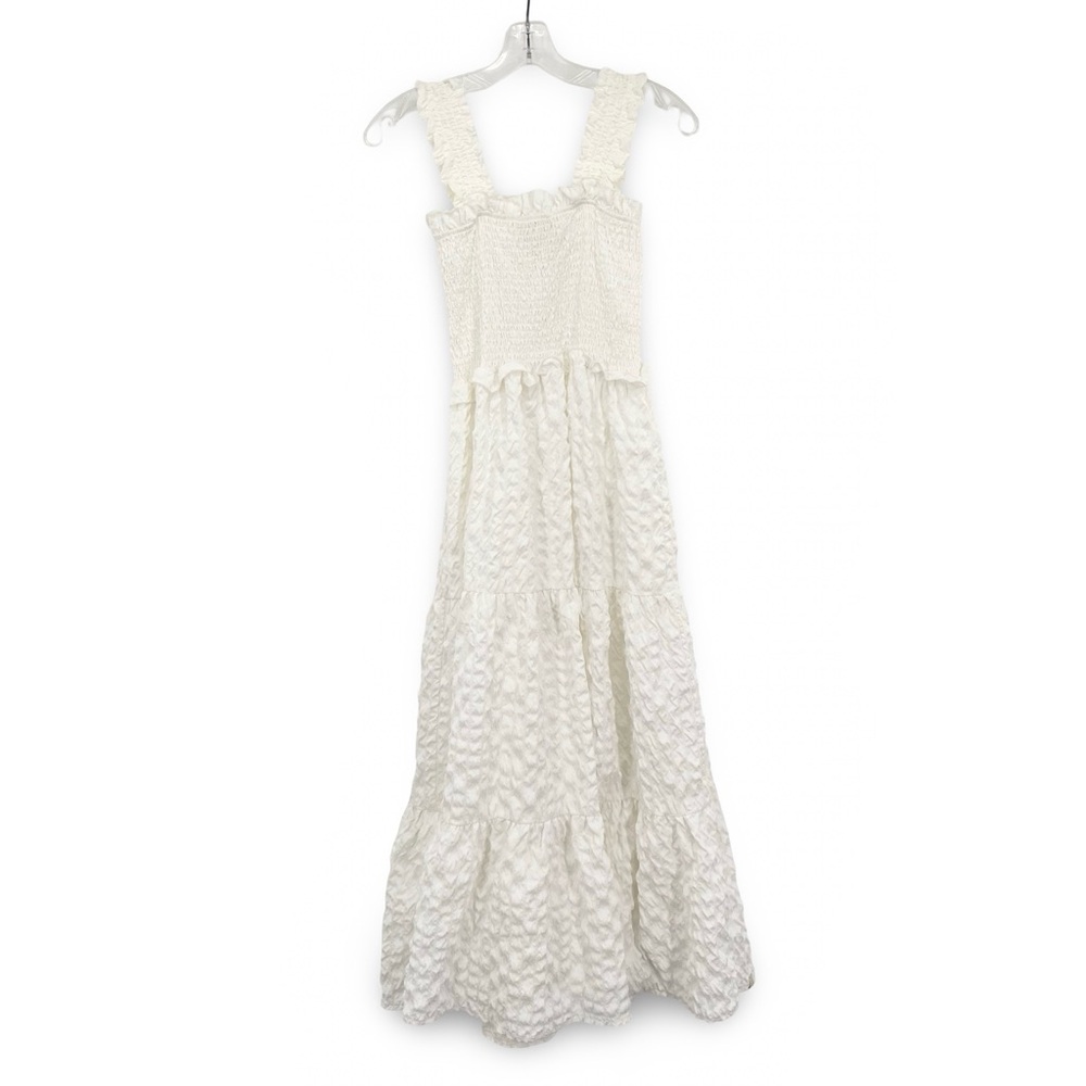 Simply Southern White Textured Tiered Ruffle Maxi Dress Size Medium - Picture 10 of 12